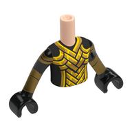 Visuel indicatif Rebrickable de Torse de mini-poupée Fille avec des sangles d'or / motif imprimé uniforme, bras et mains noirs (Minidoll Torso Girl with Gold Straps/Uniform Print, Black Arms and Hands)