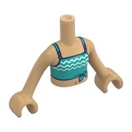 Visuel indicatif Rebrickable de Torse de mini-poupée Fille avec turquoise foncé haut, décorations blanches, bras et mains beige chaud (Minidoll Torso Girl with Dark Turquoise Top, White Decorations, Warm Tan Arms and Hands)