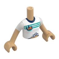 Visuel indicatif Rebrickable de Torse de mini-poupée Fille avec tente orange, arbres bleu foncé, ciel turquoise foncé, sol, motif imprimé noeud, bras et mains beige chaud (Minidoll Torso Girl with Orange Tent, Dark Blue Trees, Dark Turquoise Sky, Ground, Knot Print, Warm Tan Arms and Hands)