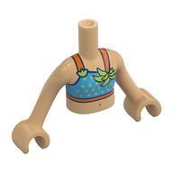 Visuel indicatif Rebrickable de Fille de torse mini-poupée avec bikini bleu foncé / orange, feuilles de vert citron, motif imprimé de points, bras et mains beige chaud (Minidoll Torso Girl with Dark Azure/Orange Bikini, Lime Leavers, Dots Print, Warm Tan Arms and Hands)