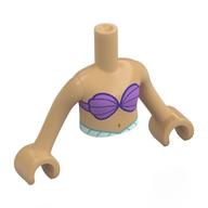Torse de mini-poupée Fille avec la lavande moyen Voir les coquilles, motif imprimé vert d’eau queue léger, bras et mains beige chaud (Minidoll Torso Girl with Medium Lavender See Shells, Light Aqua Tail Print, Warm Tan Arms and Hands)