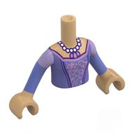 Visuel indicatif Rebrickable de Torse de mini-poupée Fille avec robe de lavande moyenne, décorations de lavande, collier de perles, Sea coque Pendentif motif imprimé, bras et mains beige chaud (Minidoll Torso Girl with Medium Lavender Dress, Lavender Decorations, Pearl Necklace, Sea Shell Pendant Print, Warm Tan Arms and Hands)