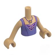 Visuel indicatif Rebrickable de Torse de mini-poupée Fille avec robe de lavande moyenne, lacets de lavande, collier avec escargot Collier motif imprimé, bras et mains beige chaud (Minidoll Torso Girl with Medium Lavender Dress, Lavender Laces, Necklace with Snail Necklace Print, Warm Tan Arms and Hands)
