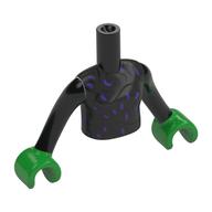 Visuel indicatif Rebrickable de Torse de mini-poupée Fille avec motif imprimé décorations argent / or, bras noirs, mains vert vif (Minidoll Torso Girl with Silver/Gold Decorations Print, Black Arms, Bright Green Hands)