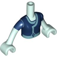 Visuel indicatif Rebrickable de Torse de mini-poupée Fille avec gilet bleu foncé, garniture bleu moyen, motif imprimé diamant, mains vert d’eau clair (Minidoll Torso Girl with Dark Blue Vest, Medium Blue Trim, Diamond Print, Light Aqua Hands)