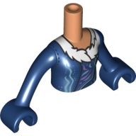 Visuel indicatif Rebrickable de Torse de mini-poupée Fille avec manteau bleu foncé, motif imprimé fourrure blanche, bras et mains bleu foncé (Minidoll Torso Girl with Dark Blue Coat, White Fur Print, Dark Blue Arms and Hands)