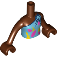 Visuel indicatif Rebrickable de Torse de mini-poupée Fille, robe azur moyen, Rose foncé/Jaune Formes motif imprimé, Mains marron rougeâtre (Minidoll Torso Girl, Medium Azure Dress, Dark Pink/Yellow Shapes Print, Reddish Brown Hands)