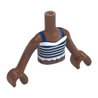 Visuel indicatif Rebrickable de Torse de mini-poupée Fille avec motif imprimé blanc/bleu foncé, bras et mains brun moyen (Minidoll Torso Girl with White/Dark Blue Striped Top Print, Medium Brown Arms and Hands)
