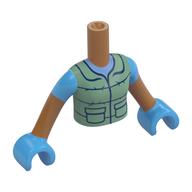 Torse de mini-poupée Fille avec chemise bleue moyenne, chauffe-corps vert olive, bras nougat moyen, mains bleu moyen (Minidoll Torso Girl with Medium Blue Shirt, Olive Green Bodywarmer, Medium Nougat Arms, Medium Blue Hands)