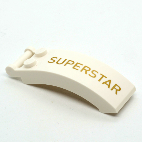 Visuel indicatif Rebrickable de Pare-brise 6 x 2 x 2 avec poignée avec motif imprimé or 'SUPERSTAR' (Windscreen 6 x 2 x 2 with Handle with Gold 'SUPERSTAR' Print)