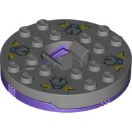 Visuel indicatif Rebrickable de Plateau tournant 6 x 6 rond gris bleuté foncé avec dessus plat en argent avec crânes vert clair sur motif imprimé jaune (Ninjago toupie) (Turntable 6 x 6 Round Dark Bluish Gray Base with Flat Silver Top with Light Green Skulls on Yellow Print (Ninjago Spinner))