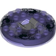 Visuel indicatif Rebrickable de Plateau tournant 6 x 6 base ronde transparent-violet avec dessus transparent-violet et motif imprimé noir et blanc (Ninjago toupie) (Turntable 6 x 6 Round Trans-Purple Base with Trans-Purple Top and Black and White Print (Ninjago Spinner))