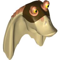 Tête de minifigurine Spécial, Gungan avec haut Nougat et masque brun foncé motif imprimé (Minifig Head Special, Gungan with Nougat Top and Dark Brown Mask Print)