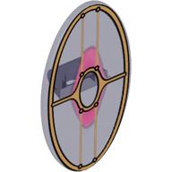 Visuel indicatif Rebrickable de Bouclier ovoïde avec grip et gungan patrouille bouclier motif imprimé (Shield Ovoid with Grip and Gungan Patrol Shield Print)