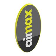 Visuel indicatif Rebrickable de Bouclier ovoïde avec grip blanc 'air', jaune vif 'max' sur fond gris foncé/clair (Shield Ovoid with Grip with White 'air', Vibrant Yellow 'max' on Dark/Light Bluish Grey Background Print)
