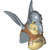 Tête de minifigurine Spécial, Watto avec gilet et ceinture motif imprimé (Minifig Head Special, Watto with Vest and Belt Print)