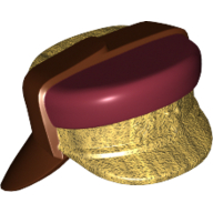 Visuel indicatif Rebrickable de Chapeau avec protège-cou, haut rouge foncé et motif imprimé à rabat doré (Hat with Neck Protector, Dark Red Top and Gold Flap Print)