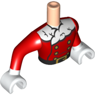 Visuel indicatif Rebrickable de Torse de mini-poupée Homme avec motif imprimé Santa tenue, bras et mains blancs (Minidoll Torso Man with Santa Suit Print, White Arms and Hands)