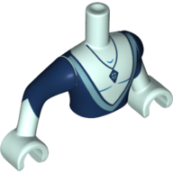 Visuel indicatif Rebrickable de Torse de mini-poupée Homme avec chemise coupe basse bleu foncé, garniture bleu moyen, motif imprimé pendentif bleu foncé, bras et mains vert d’eau clair (Minidoll Torso Man with Dark Blue Low Cut Shirt, Medium Blue Trim, Dark Blue Pendant Print, Light Aqua Arms and Hands)