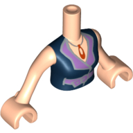 Visuel indicatif Rebrickable de Torse de mini-poupée Femme avec Blouse bleu foncé haut avec col ouvert et collier motif imprimé, bras et mains nougat clair (Minidoll Torso Woman with Dark Blue Blouse Top with Open Collar and Necklace Print, Light Nougat Arms and Hands)