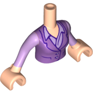 Torse de mini-poupée Femme avec un gilet de lavande moyen sur chemise de lavande, manches lavande et mains nougat clair (Minidoll Torso Woman with Medium Lavender Vest over Lavender Shirt, Lavender Sleeves and Light Nougat Hands)