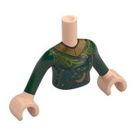 Visuel indicatif Rebrickable de Torse de mini-poupée avec robe, Plaid Bleu Foncé, Décorations Or, Collier, Motif imprimé Lune, bras vert foncé, mains nougat clair (Minidoll Torso with Dress, Dark Blue Plaid, Gold Decorations, Collar, Moon Print, Dark Green Arms, Light Nougat Hands)