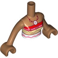Torse de mini-poupée Femme, beige, blanc et rouge Wrap haut, motif imprimé collier, bras et mains nougat moyen (Minidoll Torso Woman, Tan, White, and Red Wrap Top, Necklace Print, Medium Nougat Arms and Hands)