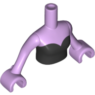 Visuel indicatif Rebrickable de Mini-poupée torse femme avec bustier noir haut, attaché dans le dos motif imprimé, bras et mains lavande (Minidoll Torso Woman with Black Strapless Top, Tied in Back Print, Lavender Arms and Hands)