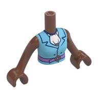 Visuel indicatif Rebrickable de Torse de mini-poupée Femme avec veste/tenue Azur moyen, ceinture de lavande, motif imprimé mouchoir blanc, bras et mains brun moyen (Minidoll Torso Woman with Medium Azure Jacket/Suit, Lavender Belt, White Handkerchief Print, Medium Brown Arms and Hands)