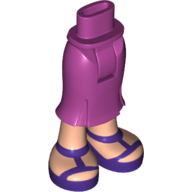 Visuel indicatif Rebrickable de Mini-poupée bassin et jupe longue avec jambes nougat clair et sandales violet foncé motif imprimé (Minidoll Hips and Long Skirt with Light Nougat Legs and Dark Purple Sandals Print)