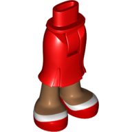 Mini-poupée bassin et jupe longue avec des jambes de nougat moyen et des chaussures rouges / blanches motif imprimé (Minidoll Hips and Long Skirt with Medium Nougat Legs and Red / White Shoes Print)