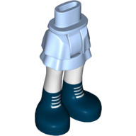 Visuel indicatif Rebrickable de Bassin mini-poupée et jupe en couches avec des jambes blanches et des chaussures bleu foncé avec des lacets blancs motif imprimé (Minidoll Hips and Layered Skirt with White Legs and Dark Blue Shoes with White Laces Print)