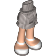 Mini-poupée bassin et jupe en couches avec jambes de nougat clair et chaussures blanches avec sangles de cheville motif imprimé (Minidoll Hips and Layered Skirt with Light Nougat Legs and White Shoes with Ankle Straps Print)