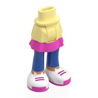 Visuel indicatif Rebrickable de Mini-poupée bassin et jupe en couches avec couche rose foncé, jambes bleues, chaussures blanches, motif imprimé lacets rose foncé (Minidoll Hips and Layered Skirt with Dark Pink Layer, Blue Legs, White Shoes, Dark Pink Laces Print)
