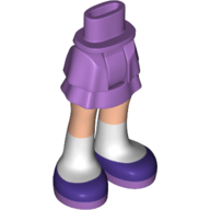Visuel indicatif Rebrickable de Mini-poupée bassin et jupe en couches avec jambes de nougat clair, chaussettes blanches et chaussures violet foncé motif imprimé (Minidoll Hips and Layered Skirt with Light Nougat Legs, White Socks and Dark Purple Shoes Print)