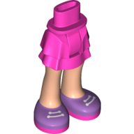 Bassin mini-poupée et jupe en couches avec jambes de nougat clair, chaussures de lavande, suols rose foncé (Minidoll Hips and Layered Skirt with Light Nougat Legs, Lavender Shoes, Dark Pink Sools)