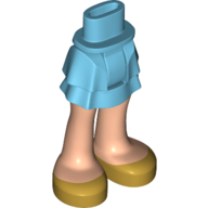 Visuel indicatif Rebrickable de Mini-poupée bassin et jupe en couches avec des jambes de nougat clair et des chaussures dorées motif imprimé (Minidoll Hips and Layered Skirt with Light Nougat Legs and Golden Shoes Print)
