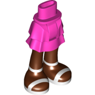 Visuel indicatif Rebrickable de Mini-poupée bassin et jupe en couches avec jambes brun rougeâtre, sandales blanches motif imprimé (Minidoll Hips and Layered Skirt with Reddish Brown Legs, White Sandals Print)