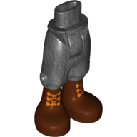 Mini-poupée bassin et pantalon recadré avec des bottes brun rougeâtre avec des lacets croisés orange motif imprimé (Minidoll Hips and Cropped Trousers with Reddish Brown Boots with Orange Crossed Laces Print)