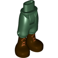 Visuel indicatif Rebrickable de Mini-poupée bassin et pantalon avec des bottes marron avec des lacets croisés orange motif imprimé (Minidoll Hips and Cropped Trousers with Brown Boots with Orange Crossed Laces Print)