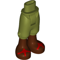 Mini-poupée bassin et pantalon avec des bottes brun rougeâtre, sandales rouges motif imprimé (Minidoll Hips and Cropped Trousers with Reddish Brown Boots, Red Sandals Print)