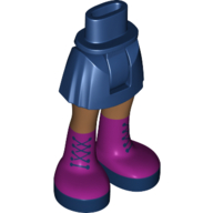 Mini-poupée bassin et jupe courte avec des jambes de nougat moyen et des bottes magenta avec des lacets bleu foncé motif imprimé [charnière épaisse] (Minidoll Hips and Short Skirt with Medium Nougat Legs and Magenta Boots with Dark Blue Laces Print [Thick Hinge])