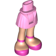 Visuel indicatif Rebrickable de Mini-poupée bassin et jupe courte avec jambes de nougat clair et chaussures magenta avec sangles de cheville motif imprimé (Minidoll Hips and Short Skirt with Light Nougat Legs and Magenta Shoes with Ankle Straps Print)