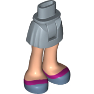 Visuel indicatif Rebrickable de Mini-poupée bassin et jupe courte avec jambes de nougat clair, chaussures bleu sable avec motif imprimé à rayures magenta (Minidoll Hips and Short Skirt with Light Nougat Legs, Sand Blue Shoes with Magenta Stripe Print)