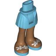 Mini-poupée bassin et jupe courte avec des jambes de nougat moyen, sandales azur moyen avec des noeuds blancs motif imprimé (Minidoll Hips and Short Skirt with Medium Nougat Legs, Medium Azure Sandals with White Bows Print)