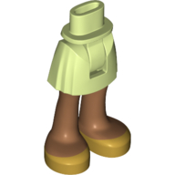 Visuel indicatif Rebrickable de Mini-poupée bassin et jupe courte avec des jambes de nougat moyen, sandales dorées motif imprimé (Minidoll Hips and Short Skirt with Medium Nougat Legs, Gold Sandals Print)