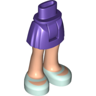 Mini-poupée bassin et jupe courte avec jambes de nougat clair et chaussures vert d’eau motif imprimé (Minidoll Hips and Short Skirt with Light Nougat Legs and Aqua Shoes Print)