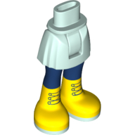 Visuel indicatif Rebrickable de Mini-poupée bassin et jupe courte avec des jambes bleues et des bottes à lacets jaunes motif imprimé (Minidoll Hips and Short Skirt with Blue Legs and Yellow Laced Boots Print)