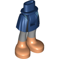 Visuel indicatif Rebrickable de Jupe courte aux bassin et aux jambes gris bleuté foncé, pieds de nougat moyen (Minidoll Hips and Short Skirt with Dark Bluish Grey Legs, Medium Nougat Feet)