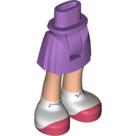 Visuel indicatif Rebrickable de Mini-poupée bassin et jupe courte avec chaussures blanches, semelles corail motif imprimé [charnière épaisse] (Minidoll Hips and Short Skirt with White Shoes, Coral Soles Print [Thick Hinge])